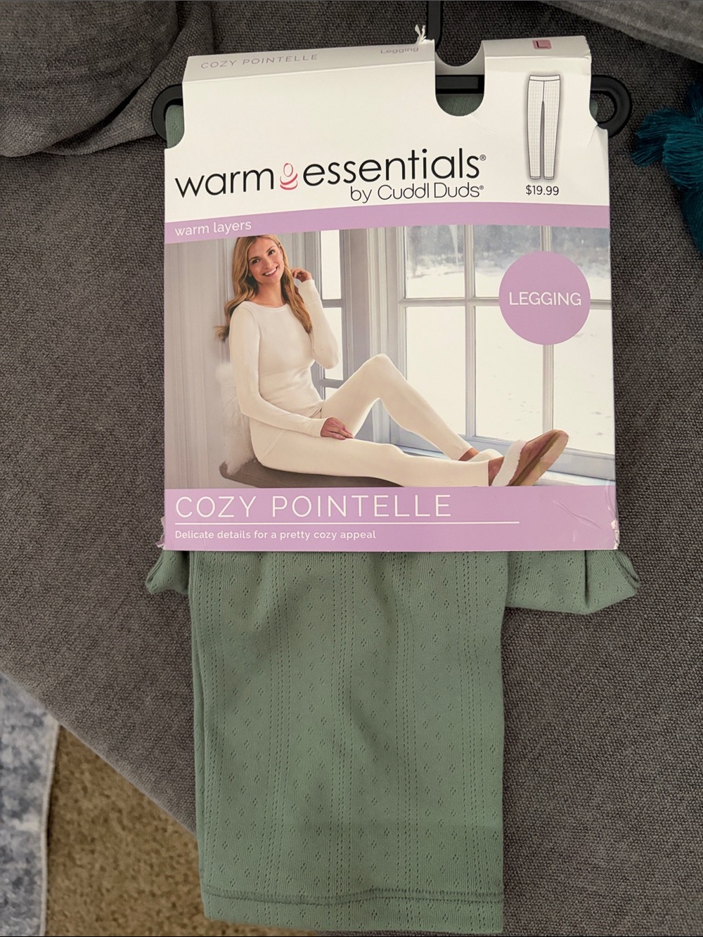 Essentials Cozy Pointelle Leggings in Sage Green